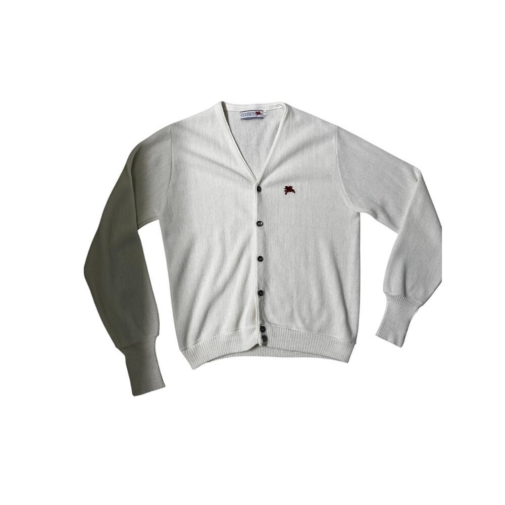 Vintage Men’s Cardigan in creamy white size large collegiate preppy - Picture 2 of 6